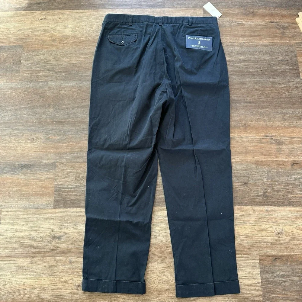 NWT VTG Polo Ralph Lauren Hammond Pant Men's Navy‎ Blue Double Pleated Classic